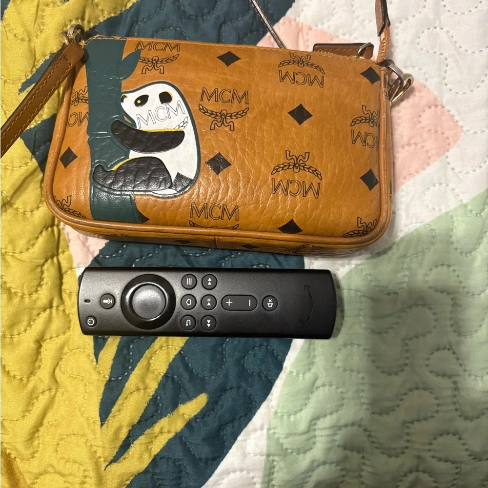 MCM Cognac Visetos Leather Crossbody with Bear Patch and Dark Teal Detail - Picture 11 of 12